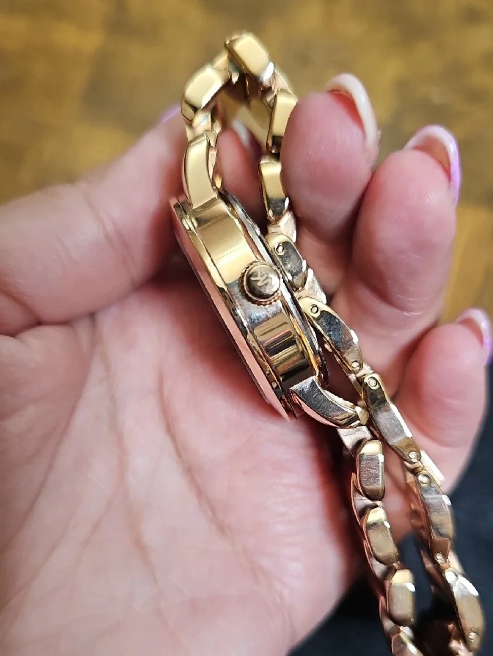 Michael Kors Rose Gold Crystal MK Logo Bracelet Watch